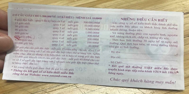 Cơ cấu giải thưởng chuẩn xác của xổ số đài miền Bắc