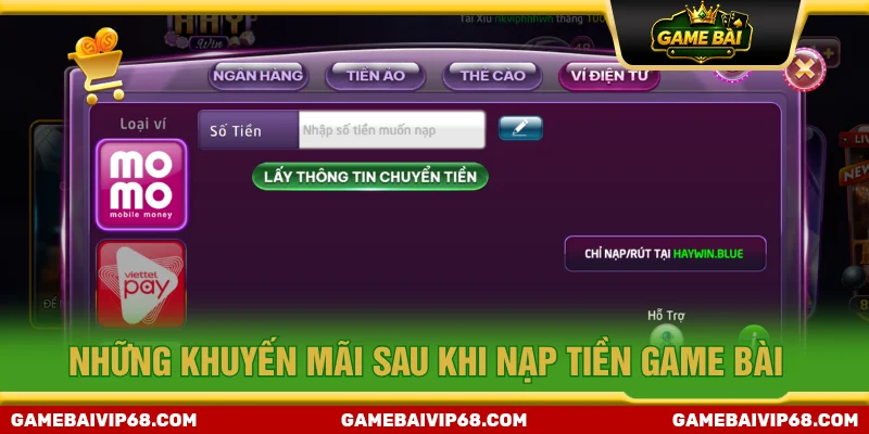 Chương trình khuyến mãi khi nạp tiền GAME BÀI