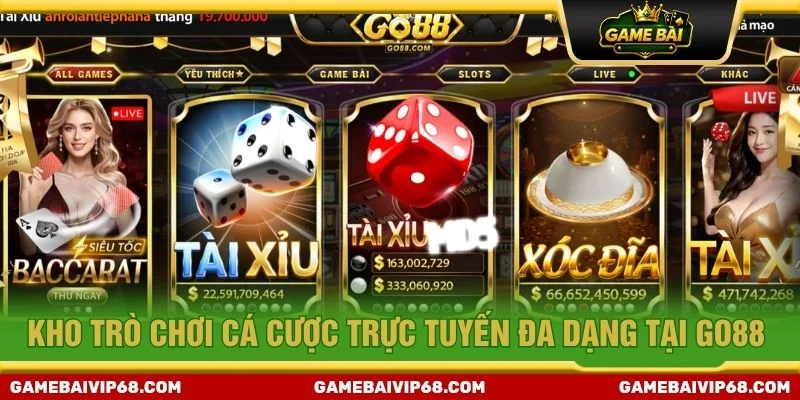 Kho trò chơi cá cược trực tuyến đa dạng tại Go88