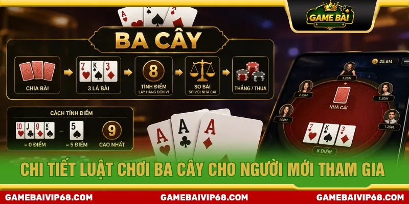 Luật chơi Ba Cây với quy tắc tính điểm cực dễ cho người mới